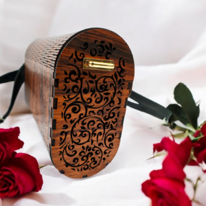 Elegant Wooden Purse – Handcrafted Wooden Handbag Dark Brown - Image 5