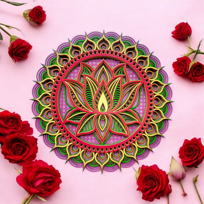 " Lotus Mandala – Multilayer Wall Art" - Image 3
