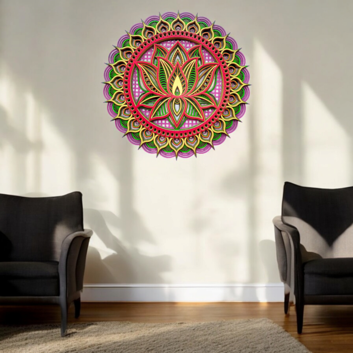 " Lotus Mandala – Multilayer Wall Art" - Image 4