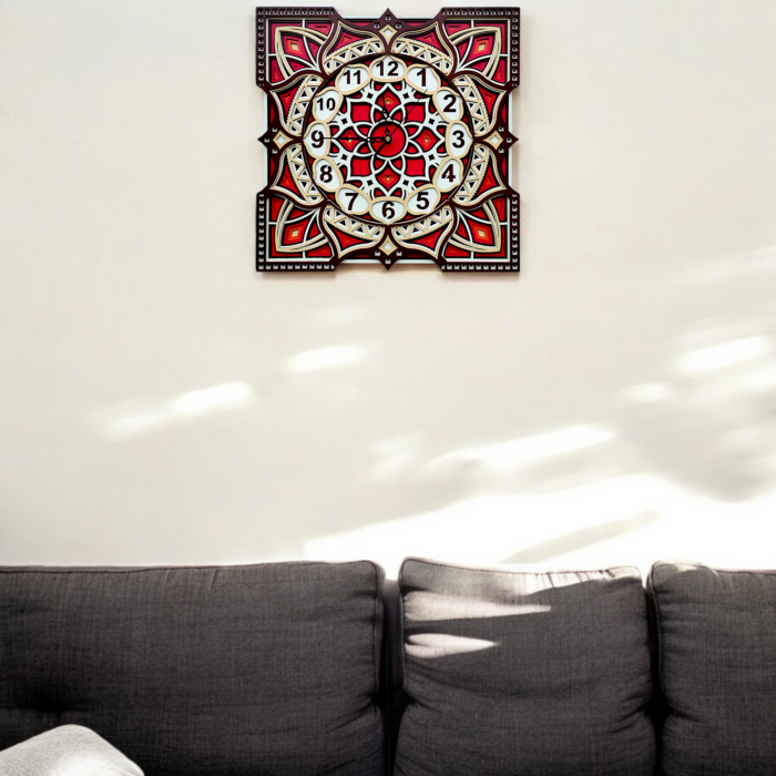 Multilayer Mandala Wall Clock – A Vibrant Fusion of Art & Time - Image 4