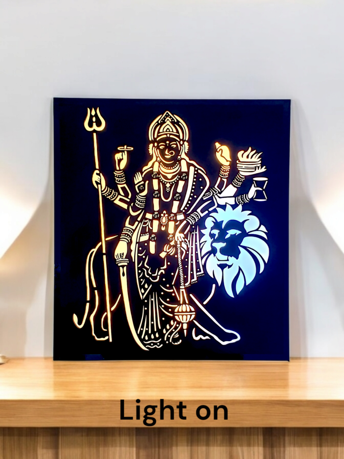 Divine Glow: Maa Durga LED Wall Decor - Image 3