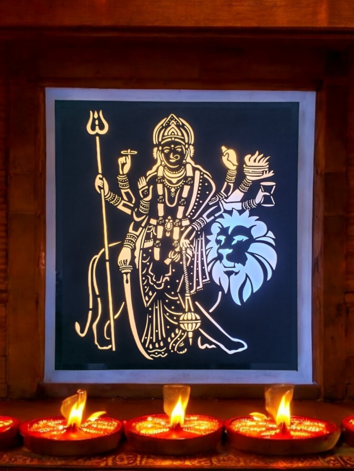 Divine Glow: Maa Durga LED Wall Decor - Image 4