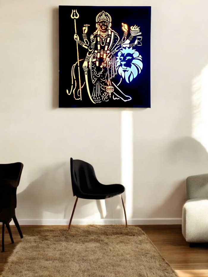 Divine Glow: Maa Durga LED Wall Decor - Image 5